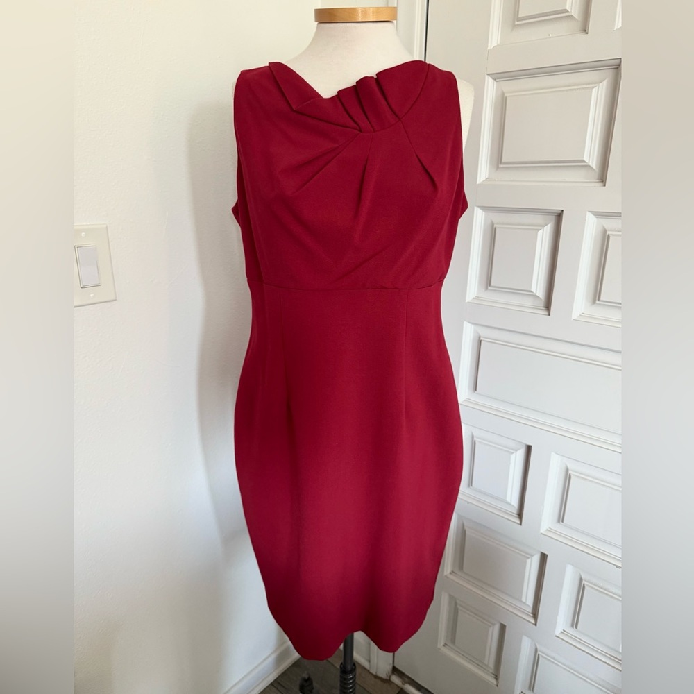 Jones Wear Rich Red Dress Career Office Cocktail Sleeveless Size 10